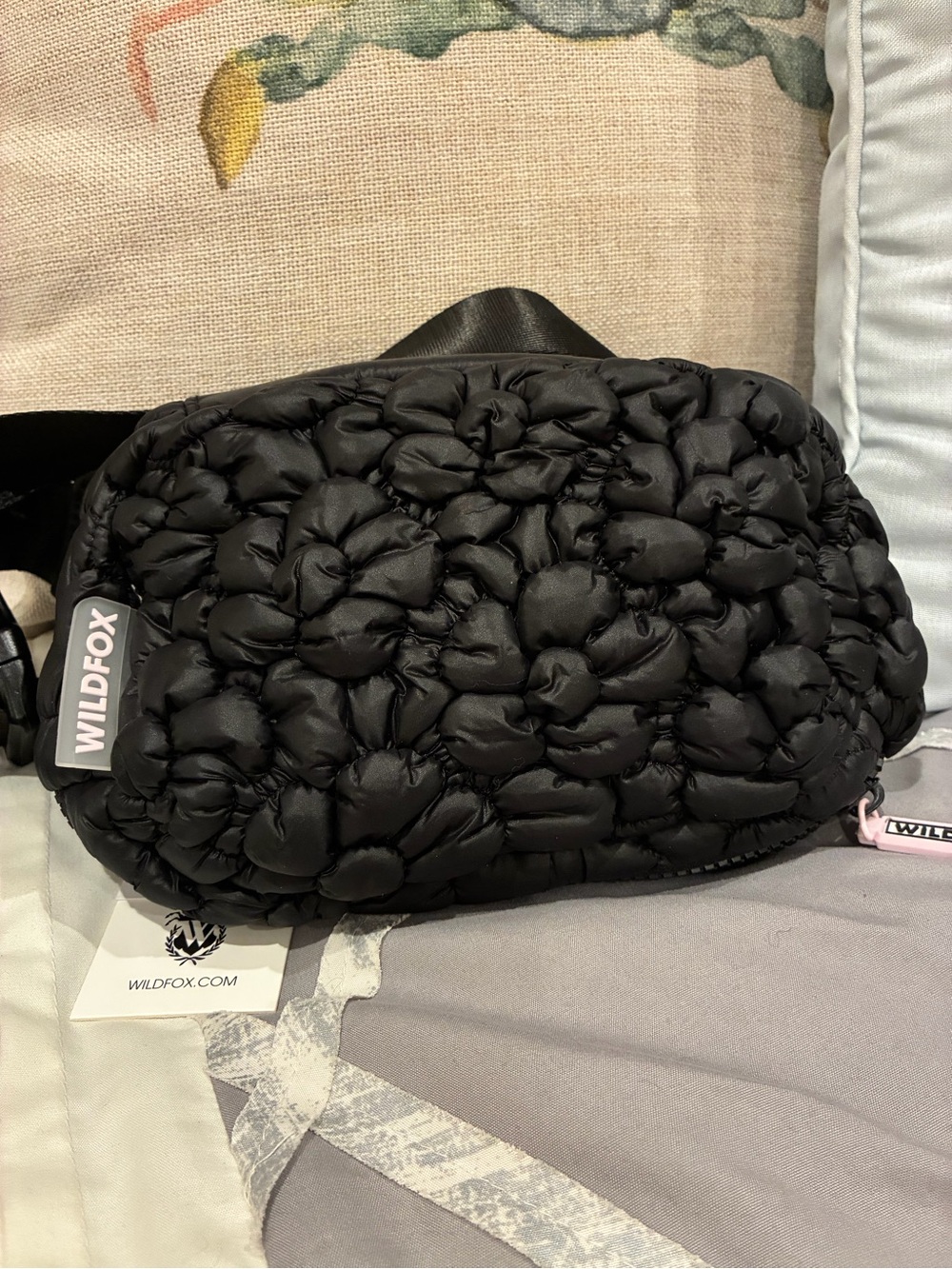 WILDFOX Black Quilted Bubble Puffer Crossbody Bag